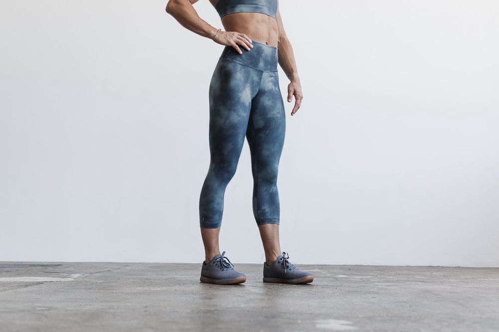 Leggings NOBULL Femme Bleu Tie-Dye - NOBULL High-Rise Crop,France (4698-DRBME)